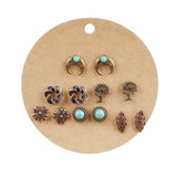 Turquoise heart-shaped flower Christmas tree earrings
