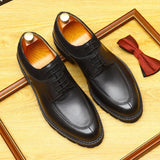 2025 Internet celebrity bloggers recommend thick-soled heightening round head leather shoes men's leather splicing casual leather shoes wedding single shoes men
