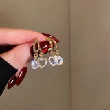 S925 Silver Needle Love Delicate Shiny Diamond Earrings