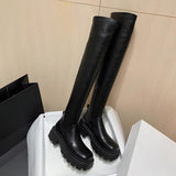 2025  Elastic and thin, thin over-the-knee boots for women, new thick heel thick-soled high knight boots for autumn and winter, female patent leather
