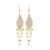 Geometric diamond tassel earrings