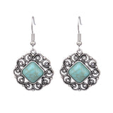 Turquoise earrings with wind flowers and water drops