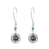 Alloy earrings openwork leaf turquoise earrings