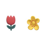 Golden-scented asymmetrical flower earrings