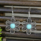 Turquoise earrings with wind flowers and water drops
