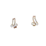 S925 silver needle pearl C-shaped multilayer earrings
