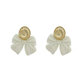 S925 Silver Needle Bow Metal Round Simple Earrings