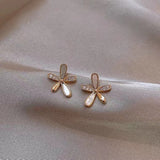 S925 silver needle micro-set delicate small sweet floral earrings