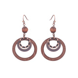 Female retro drop national wooden earrings