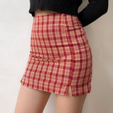 themeisles - Red Cara Plaid Skirt