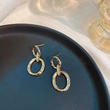 S925 Silver Needle Metal Hollow Geometric Circle Earrings