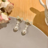 S925 silver needle bow pearl earrings