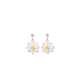 S925 Silver Needle Oil Dropping White Small Daisy Earrings