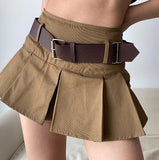 themeisles - Y2K Corduroy Pleated Mini Skirt