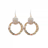 Rhinestone big circle temperament gold earrings