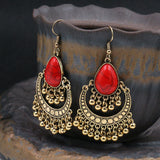 Alloy geometric bead turquoise earrings
