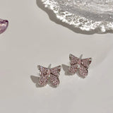 Small and exquisite full diamond bow earrings