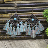 Vintage geometric fringed earrings