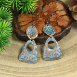 Irregular leaves hollowed out turquoise earrings