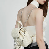 Xiaoxiangfeng rhombus backpack leather fashion versatile chain women's bag