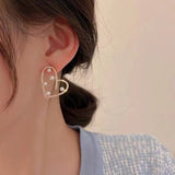 S925 silver needle pearl love sweet earrings