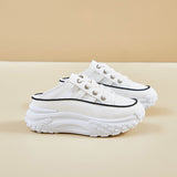 2025  popular summer new half tray white shoes women's mesh breathable student board shoes casual shoes increase ins tide Q072