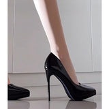 2025  Not tired feet waterproof table high heels women's thin heels pointed 2025 new black sexy versatile professional temperament single shoes