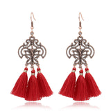 Fringed red earrings