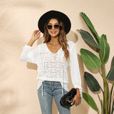 2025 new knitted sweater women's autumn and winter love hollow short-sleeved temperament commuter sweater top
