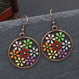 Round openwork bohemian earrings
