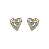 S925 silver needle flash diamond pearl multilayer love earrings