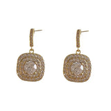 S925 silver needle square full diamond fashion simple earrings