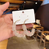 S925 silver needle C-shaped circle diamond zircon earrings