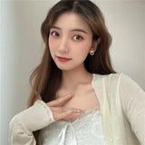 S925 silver needle love micro-set sweet fashion earrings