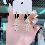 Geometric crystal opal earrings