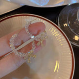 S925 Silver Needle Super Fairy Bow Crystal Beaded Earrings