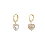 S925 silver needle pearl diamond irregular love earrings