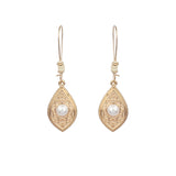 Pearl gold geometric earrings
