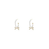 S925 Silver Needle Super Fairy Bow Crystal Beaded Earrings