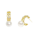 S925 silver needle simple inlaid hollow pearl earrings