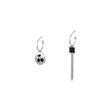 S925 silver needle cherry tassel sweet cool asymmetrical earrings