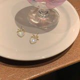 S925 silver needle Korean bow love earrings