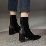 2025  Thick heel short boots women's thin boots high heels popular new autumn and winter suede boots pointed socks boots women's elastic boots