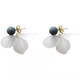 S925 silver needle smog blue acrylic leaf earrings