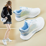 ins tide Korean version of flying woven sports shoes for women's  spring new student running casual shoes to increase the height of street shooting Q1005