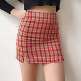 themeisles - Red Cara Plaid Skirt