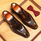 2025 Brick and mortar store wholesale British Oxford shoes men's leather business dress handmade glossy wedding cowhide shoes pointed