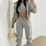 MOMENTLOVER 2025 2025 women's clothing New autumn and winter suit new solid color simple hooded sweater casual fashion sports sweater suit