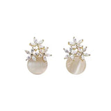 S925 silver needle Korean cat's eye petal earrings