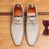 2025 Kuaishou leather shoes men's shoes new business casual formal wear men's genuine leather crocodile pattern round head derby shoes men's Popular trade